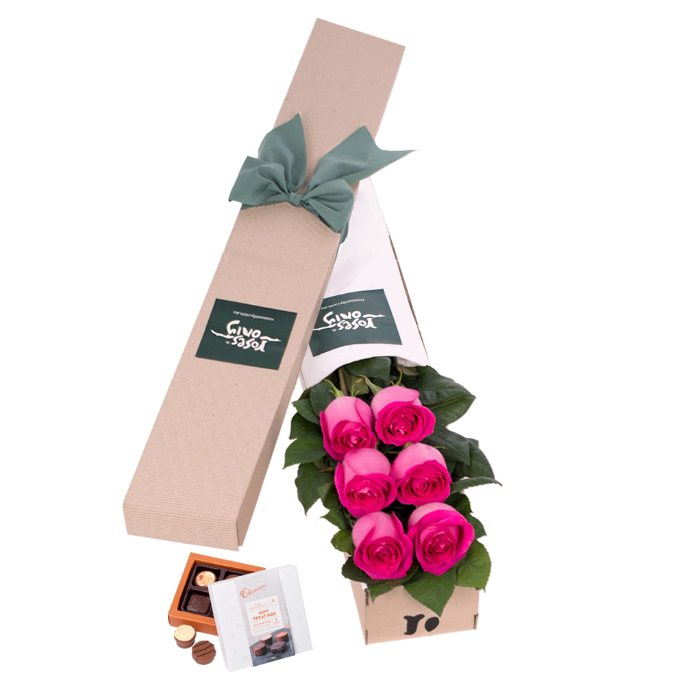 6 Pink Roses for Valentine's Day Gift Box - Roses Only Featured ...