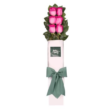 Long Stemmed Roses Gift Box Pink 6 Flowers