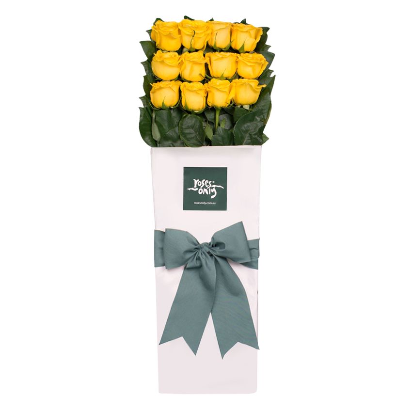 Long Stemmed Roses Gift Box Yellow 12