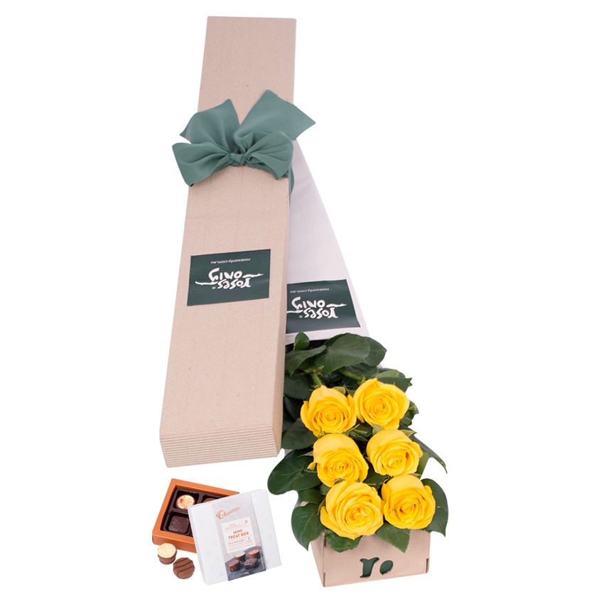 Long Stemmed Roses Gift Box Yellow 6