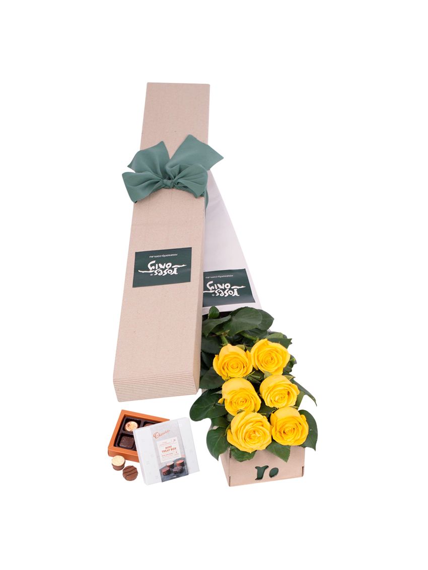 6 Yellow Roses for Valentine's Day Gift Box