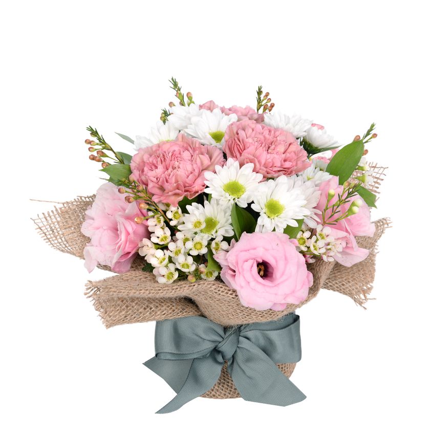 Pastel Posy in Hessian