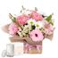 Pastel Posy in Hessian with Candle & Ribbon Flowers