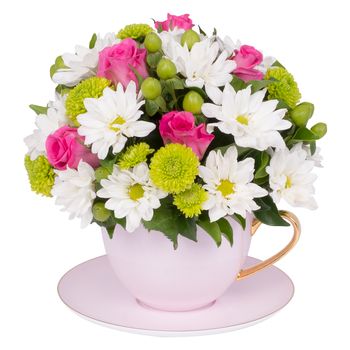 Pretty in Pink Tea Cup Flowers