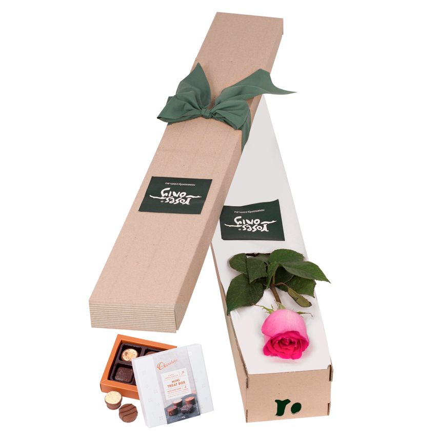 Single Pink Rose for Valentine's Day Gift Box