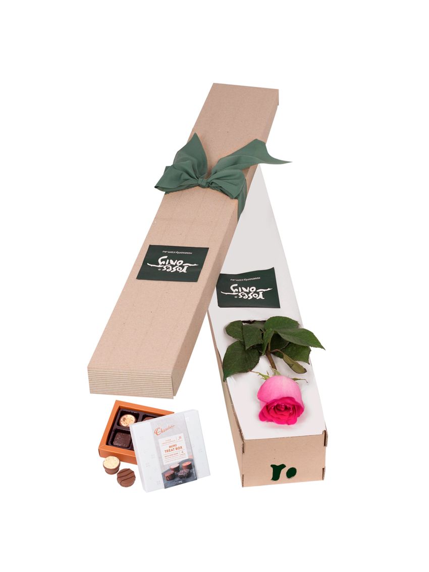 Single Pink Rose for Valentine's Day Gift Box