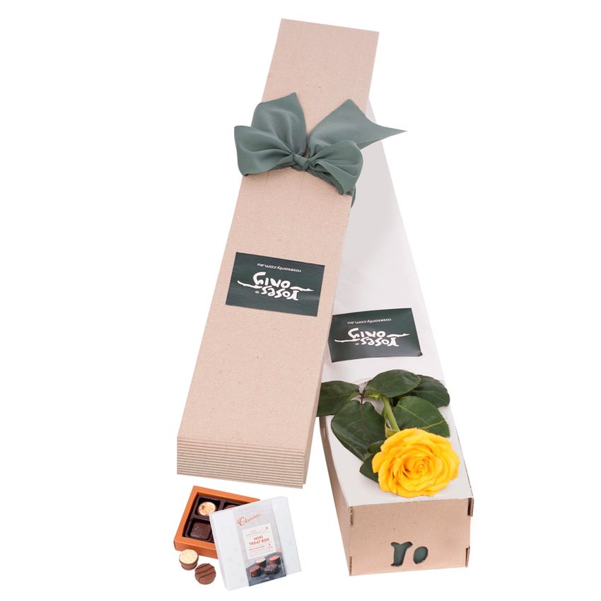 Yellow Rose & Chocolates Gift Box