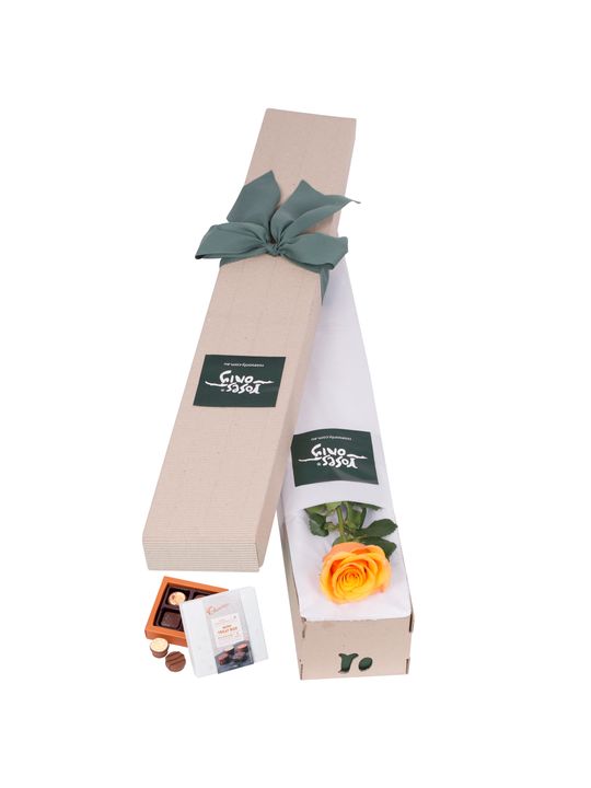 Orange Rose & Chocolates Gift Box Flowers
