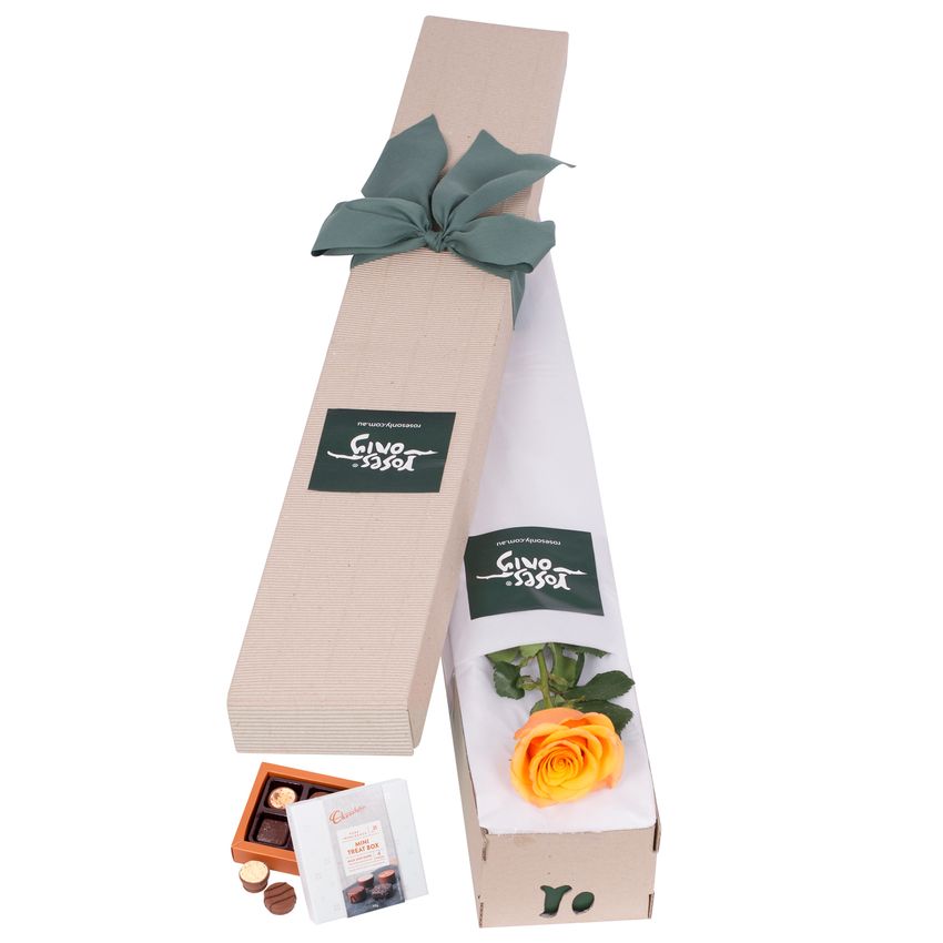 Orange Rose & Chocolates Gift Box