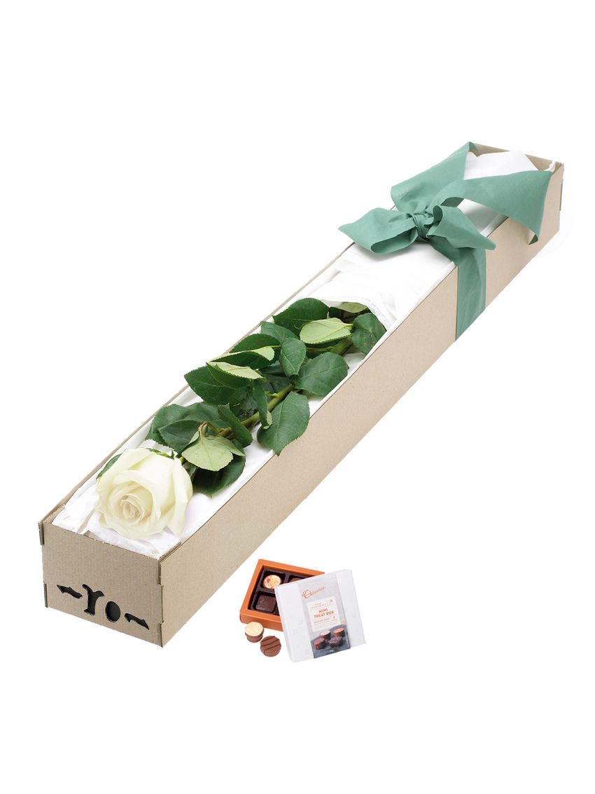 Single White Rose for Valentine's Day Gift Box