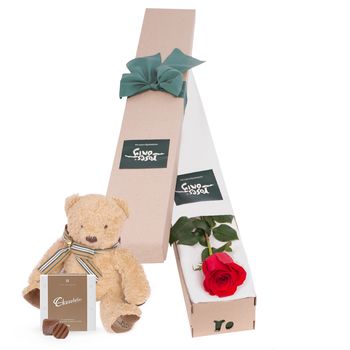 Single Red Rose Forever Mine Valentine's Day Gift Box Flowers
