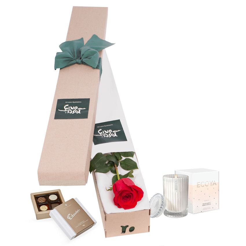 Single Red Rose Pamper for Valentine's Day Gift Box