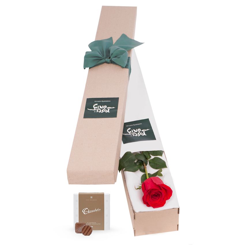 Single Red Rose for Valentine's Day Gift Box