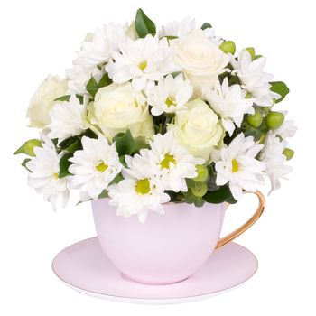 White Cottage Tea Cup Flowers