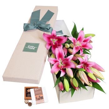 15 Pink Oriental Lilies Gift Box Flowers