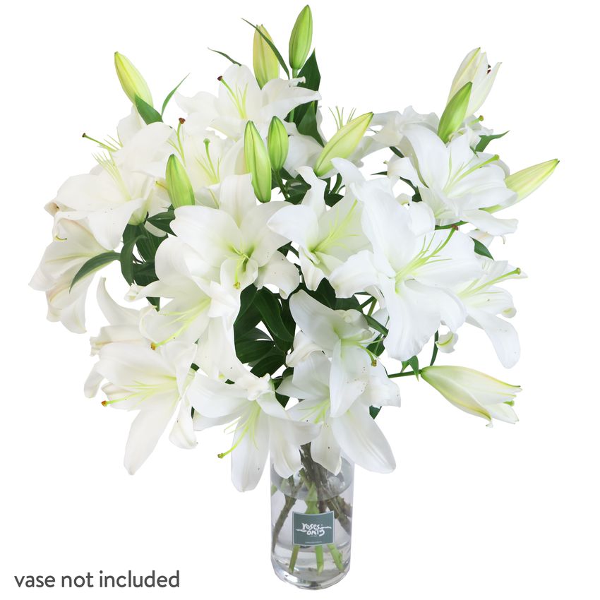 15 White Oriental Lilies Gift Box