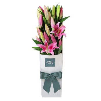 10 Pink Oriental Lilies Gift Box Flowers