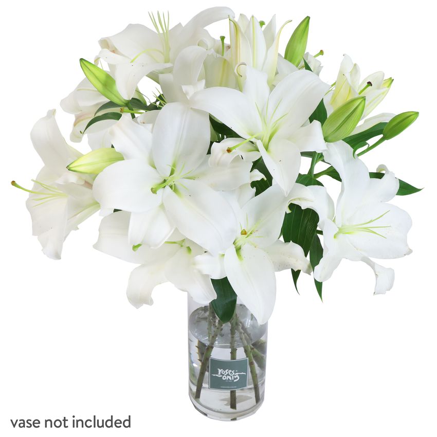 10 White Oriental Lilies Gift Box