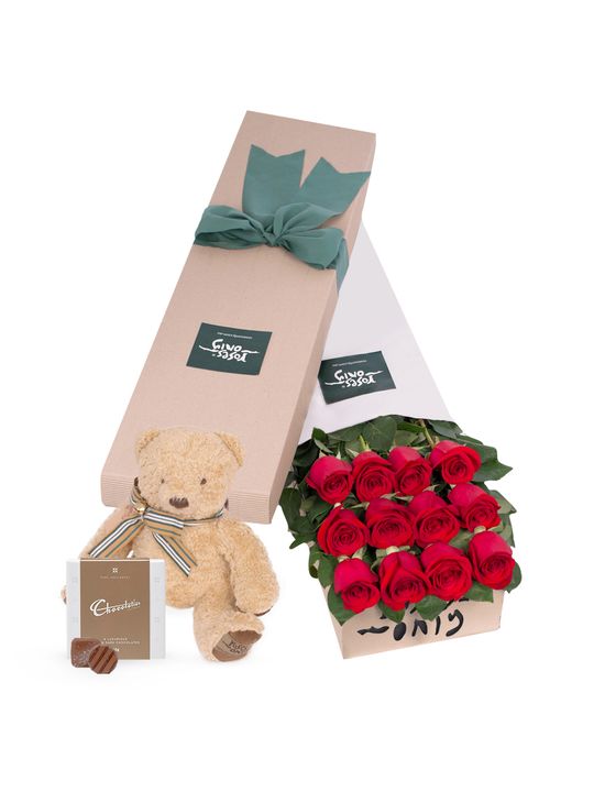 12 Red Roses Forever Mine Valentine's Day Gift Box Flowers