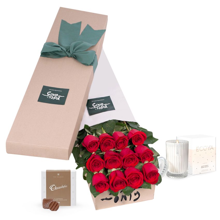 12 Red Roses Pamper for Valentine's Day Gift Box