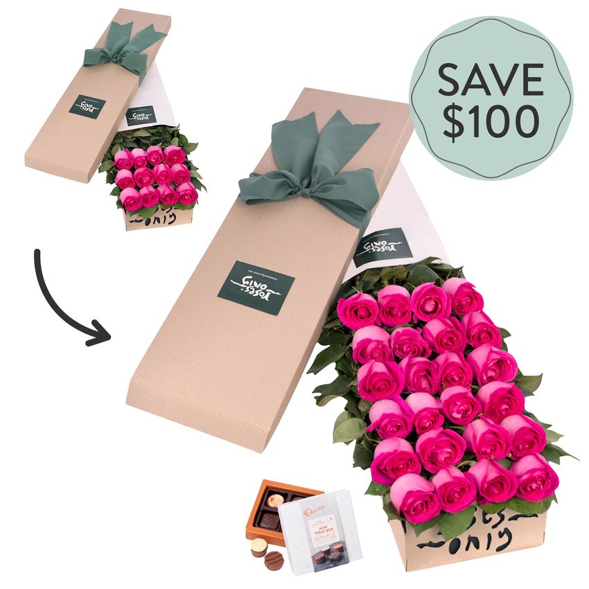 Upgrade Long Stemmed Roses Gift Box Pink 24