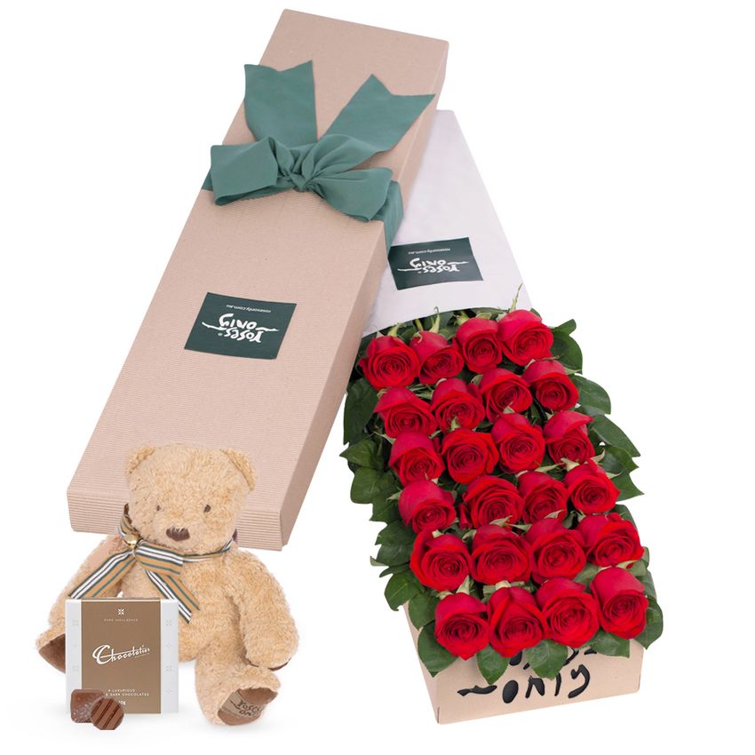 24 Red Roses Forever Mine Valentine's Day Gift Box