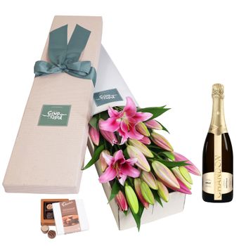 10 Pink Oriental Lilies Gift Box with Chandon Flowers