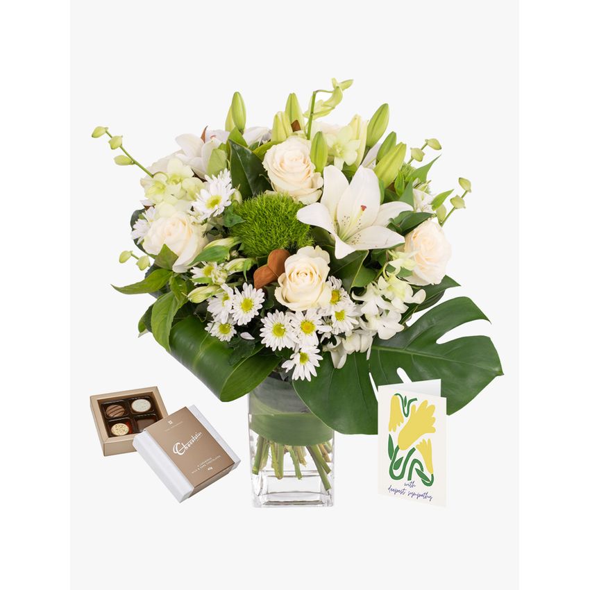 Classic Arrangement in Vase with Card & Chocs