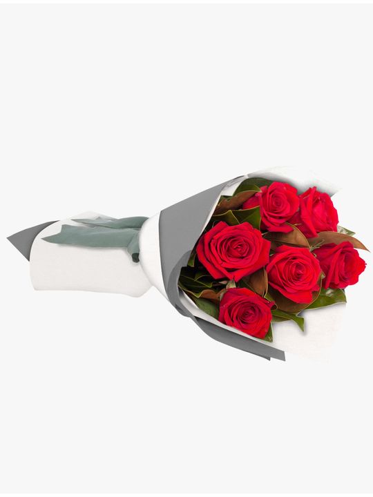 Long Stemmed Rose Bouquet Red 6 Flowers