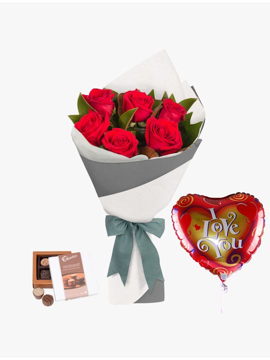 Long Stemmed Rose Bouquet Red 6 Romance Bundle Flowers