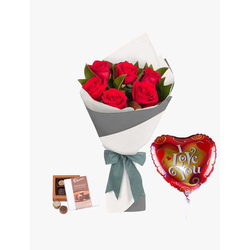 Long Stemmed Rose Bouquet Red 6 Romance Bundle