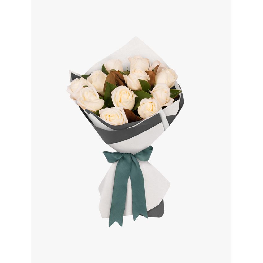 Long Stemmed Rose Bouquet White 12