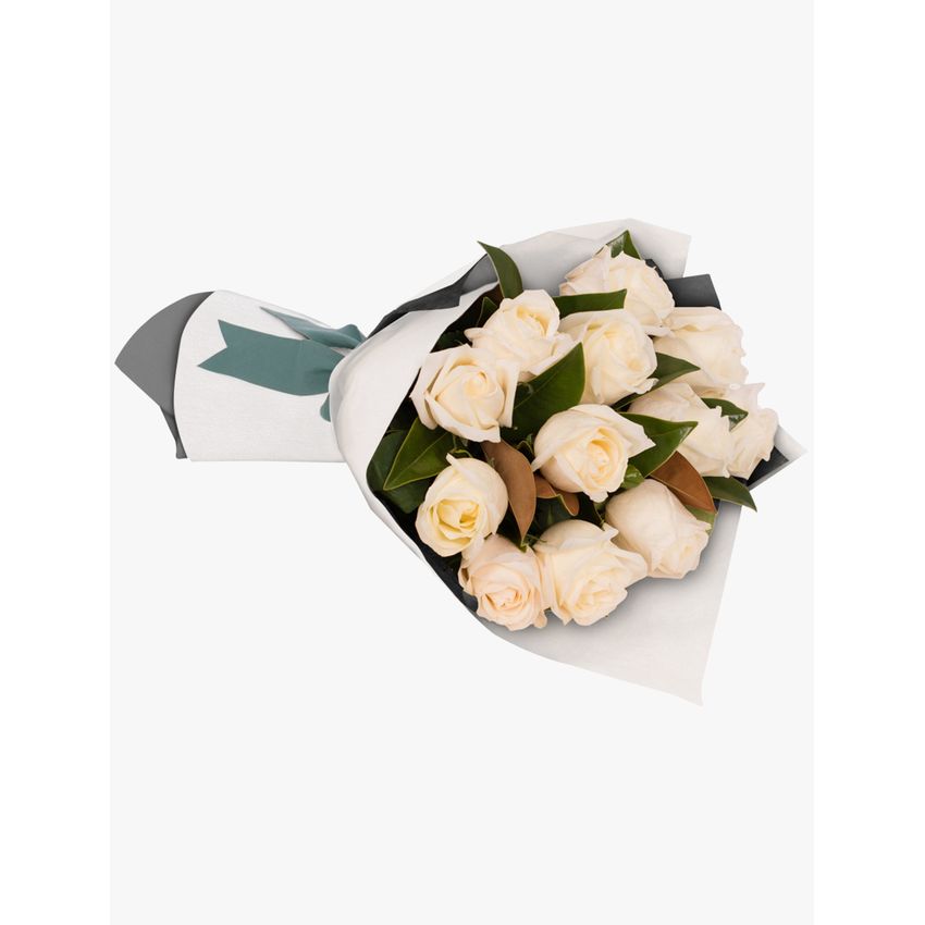 Long Stemmed Rose Bouquet White 12