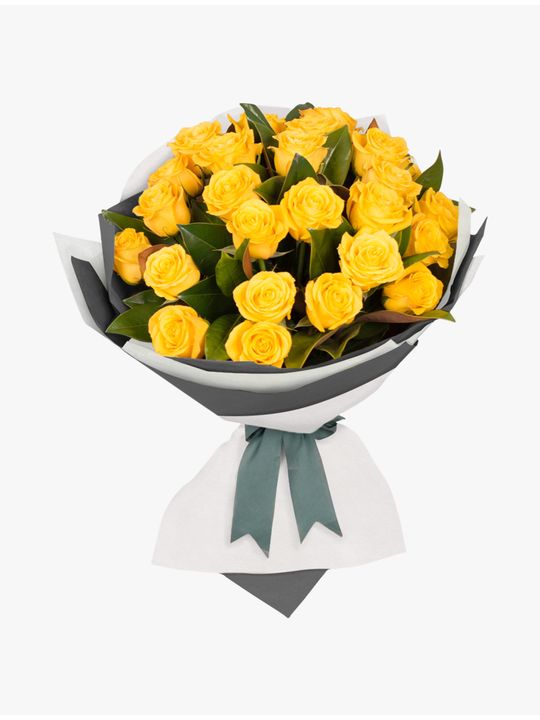 Long Stemmed Rose Bouquet Yellow 24 Flowers