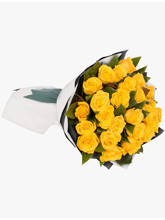 Long Stemmed Rose Bouquet Yellow 24 Flowers