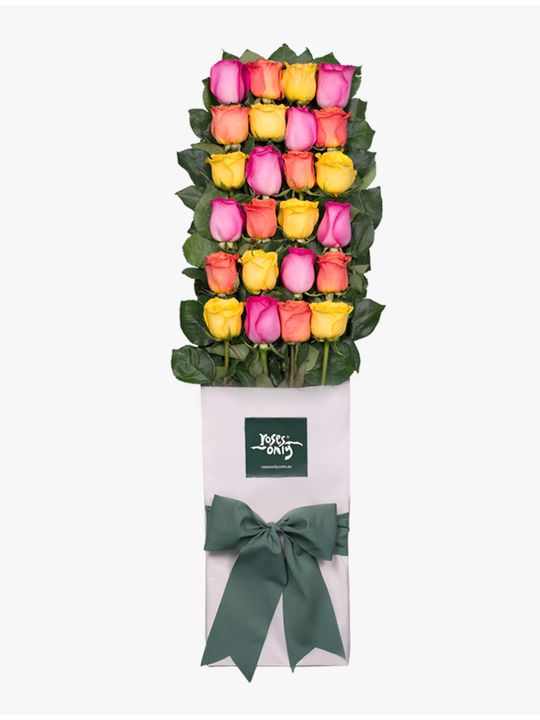Long Stemmed Roses Gift Box Mixed 24 Flowers