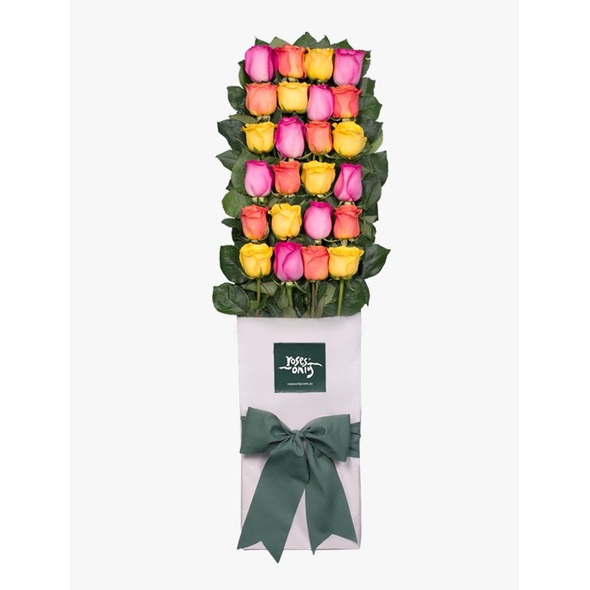 Long Stemmed Roses Gift Box Mixed 24