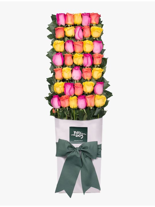 Long Stemmed Roses Gift Box Mixed 36 Flowers