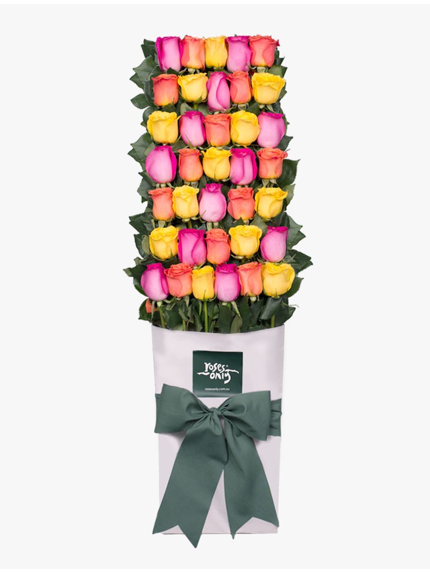 Long Stemmed Roses Gift Box Mixed 36