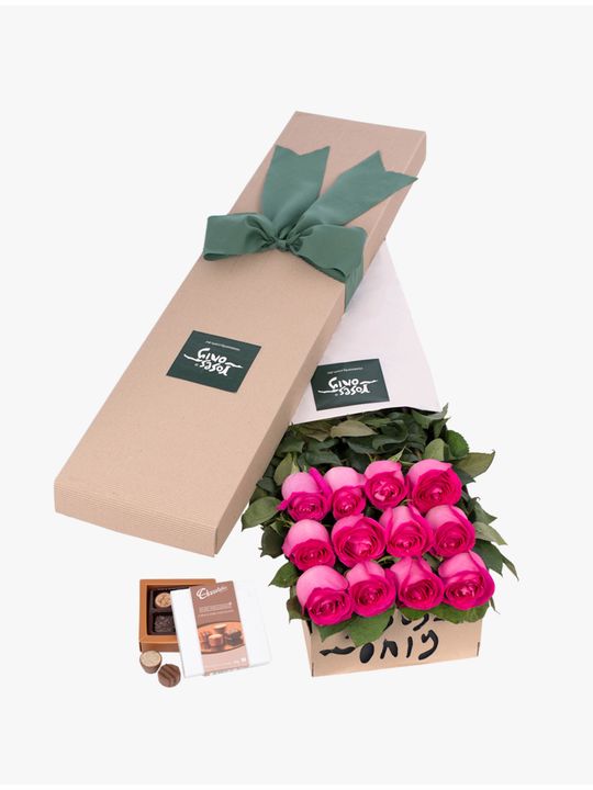 Long Stemmed Roses Gift Box Pink 12 Flowers