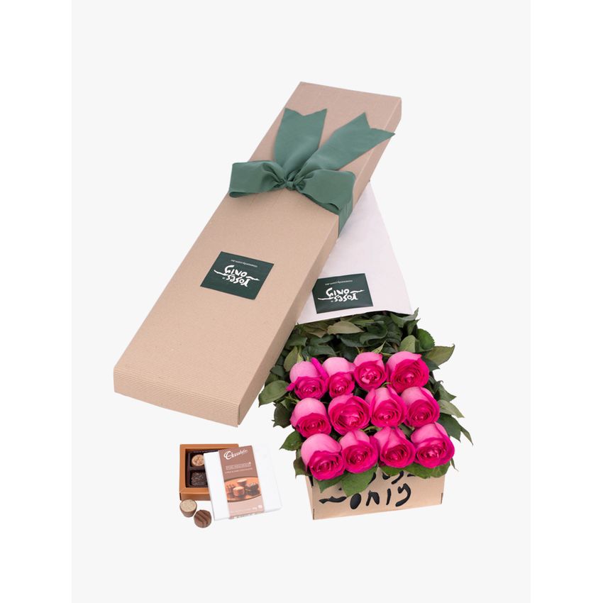 Long Stemmed Roses Gift Box Pink 12