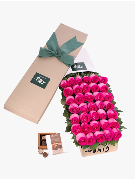 Long Stemmed Roses Gift Box Pink 36 Flowers