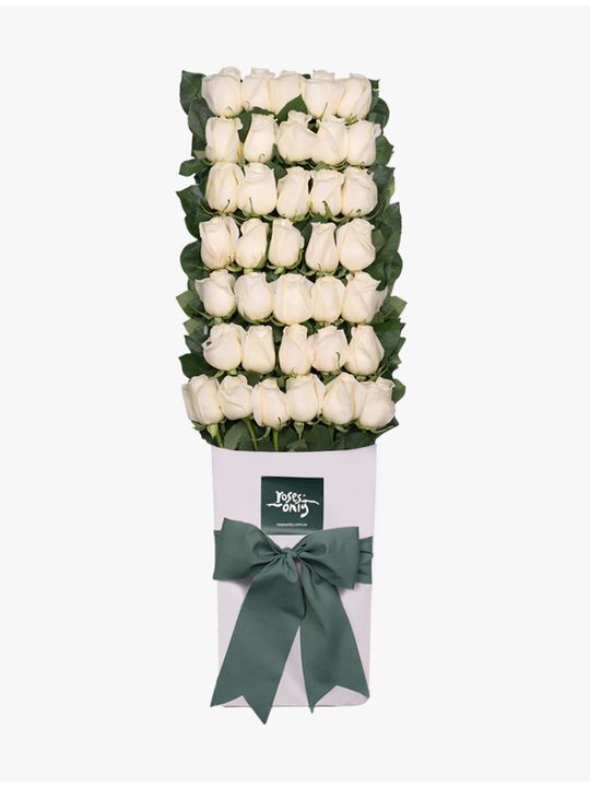 Long Stemmed Roses Gift Box White 36 Flowers