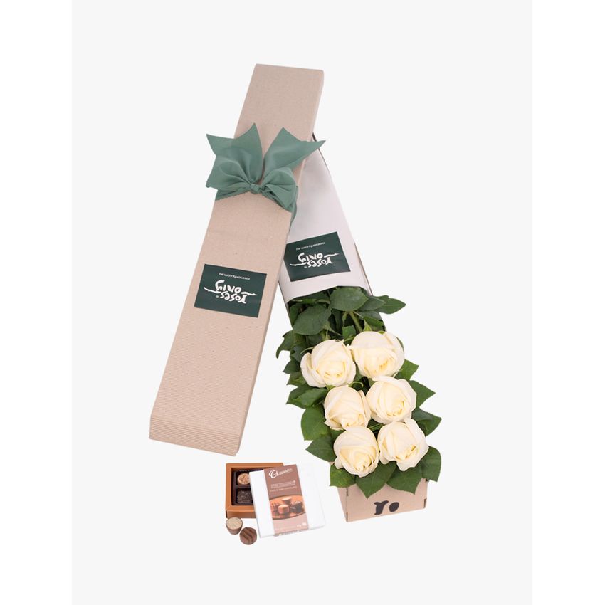 6 White Roses Gift Box