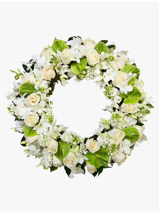 White and Cream Sympathy Wreath Flowers