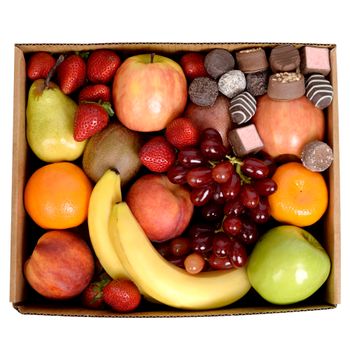 Classic Fruit Hamper with Chocs Flowers