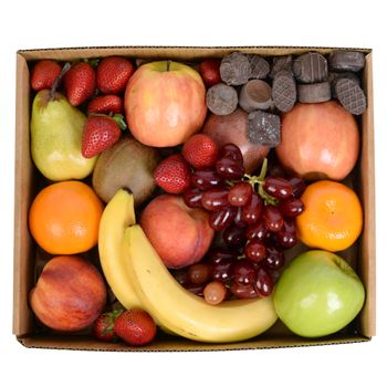 Classic Fruit Hamper with Dark Chocs Flowers