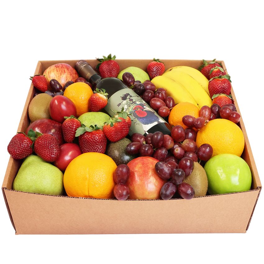 Classic Fruit Hamper with White Wine Large