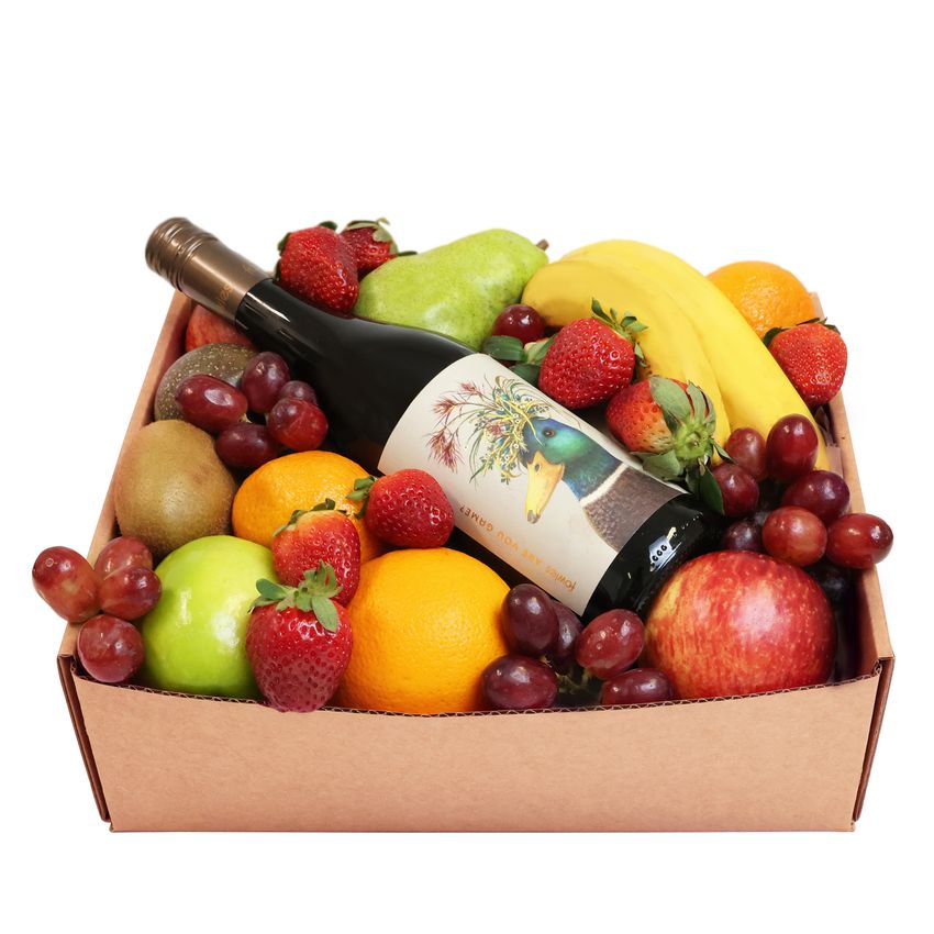Classic Fruit Hamper with Red Wine