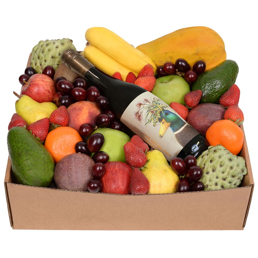 Deluxe Fruit Hamper with Red Wine Large